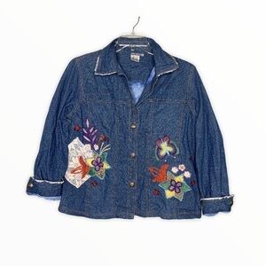 Parsley & Sage Embroidered Floral Frayed Jacket